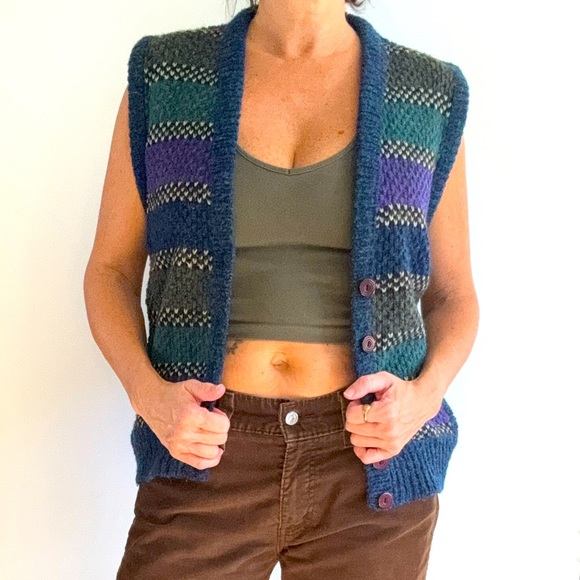 Vintage Sweater Vest by The Italian Mob Grandpa Sweater Unisex L 90’s Vintage - Picture 8 of 15